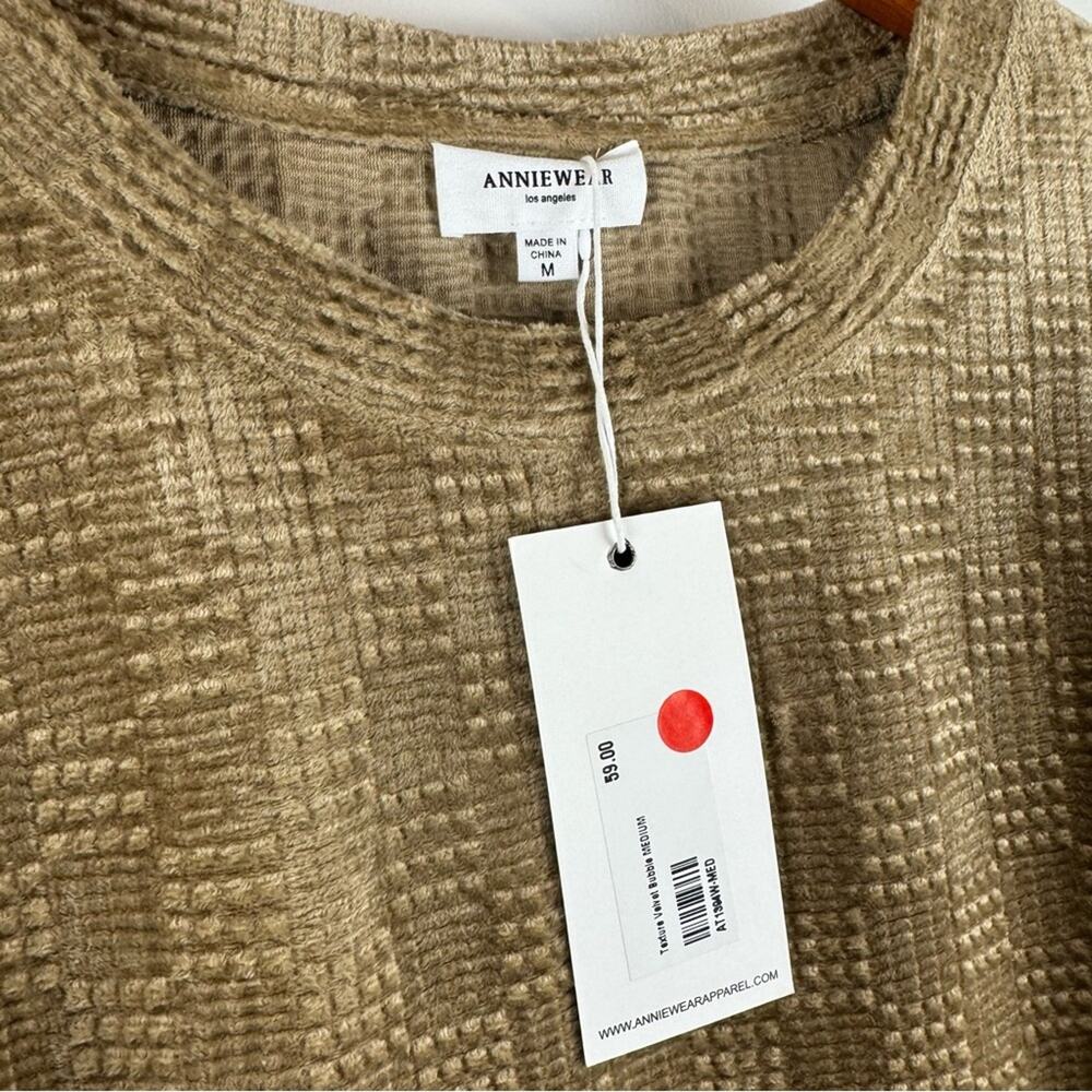 Annie wear Textured Tan Knit Puffed Sleeved Top ~ M - Picture 5 of 13